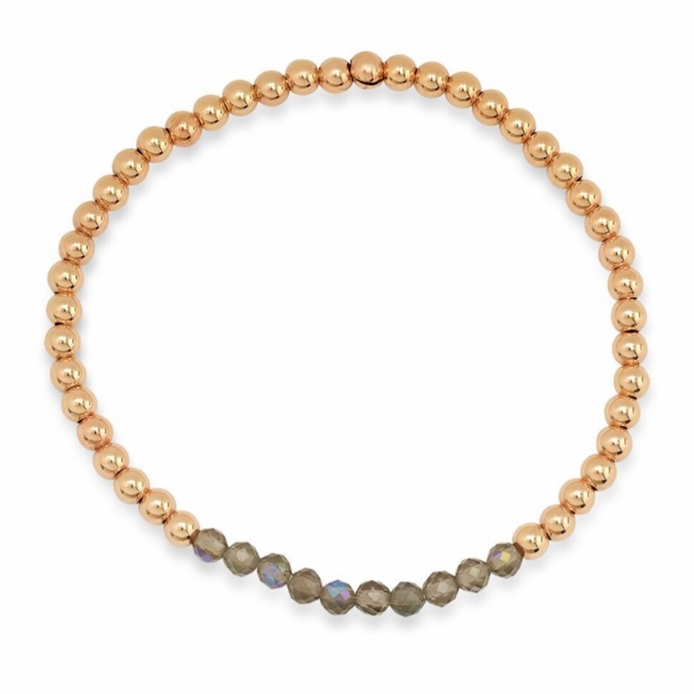 Rose gold beaded bracelet with Smokey quartz